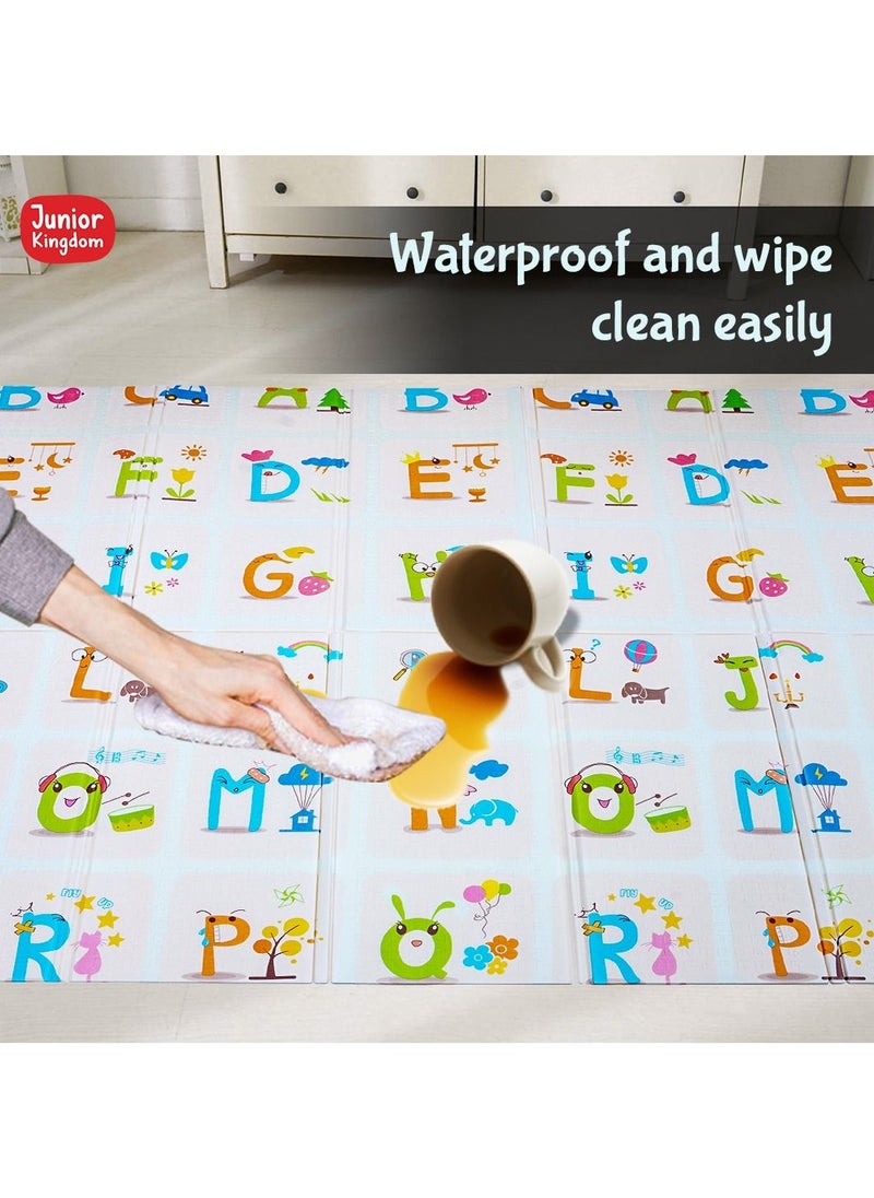 Junior Kingdom - Baby Playmat Extra Large Foam Foldable Reversible Playmat Baby Crawling Mat Room Decor Transforms into Large Fun Activity Gym Planet & Alphabets Thickness 1 CM Size 180 X 200 X 1 cm - Image 1