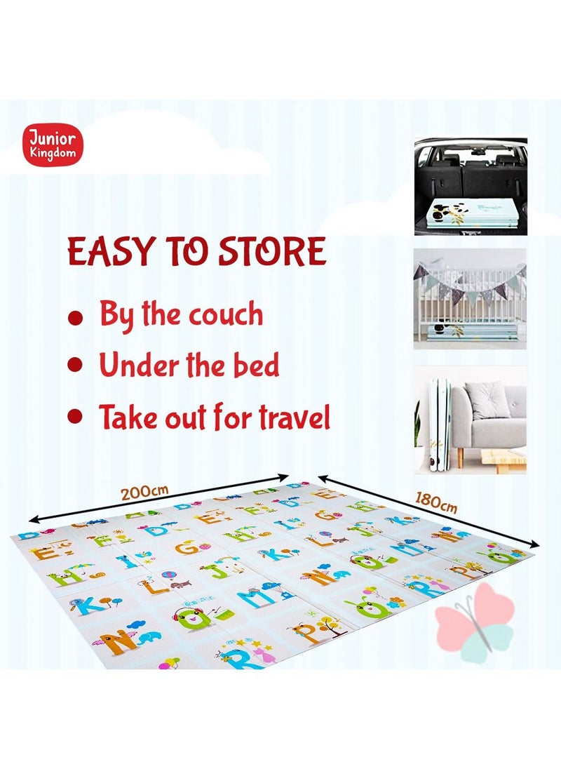 Junior Kingdom - Baby Playmat Extra Large Foam Foldable Reversible Playmat Baby Crawling Mat Room Decor Transforms into Large Fun Activity Gym Planet & Alphabets Thickness 1 CM Size 180 X 200 X 1 cm - Image 1