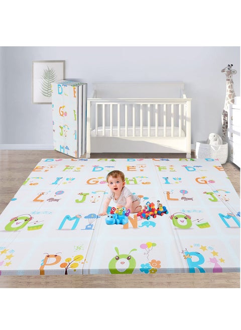 Baby Playmat Extra Large Foam Foldable Reversible Playmat Baby Crawling Mat Room Decor Transforms into Large Fun Activity Gym Planet & Alphabets Thickness 1 CM Size 180 X 200 X 1 cm