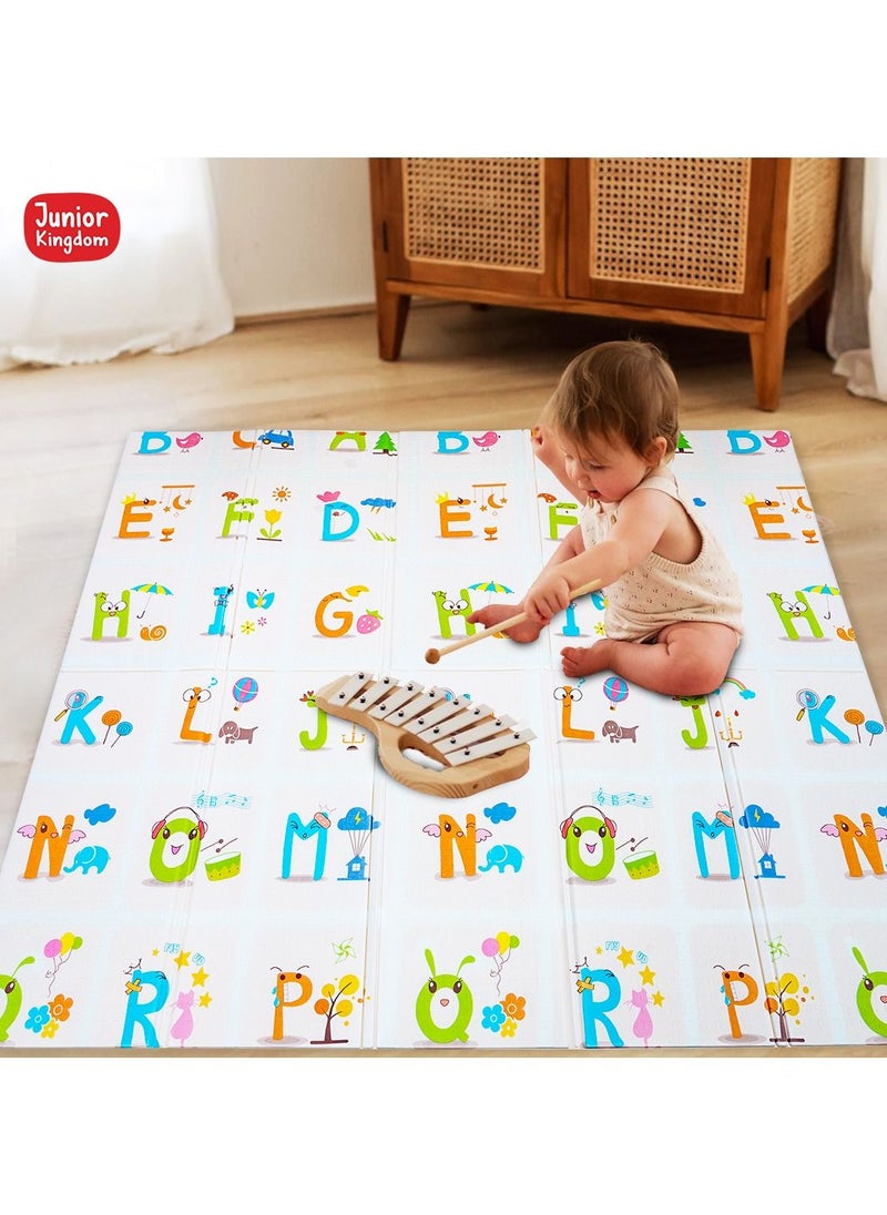 Junior Kingdom - Baby Playmat Extra Large Foam Foldable Reversible Playmat Baby Crawling Mat Room Decor Transforms into Large Fun Activity Gym Planet & Alphabets Thickness 1 CM Size 180 X 200 X 1 cm - Image 1