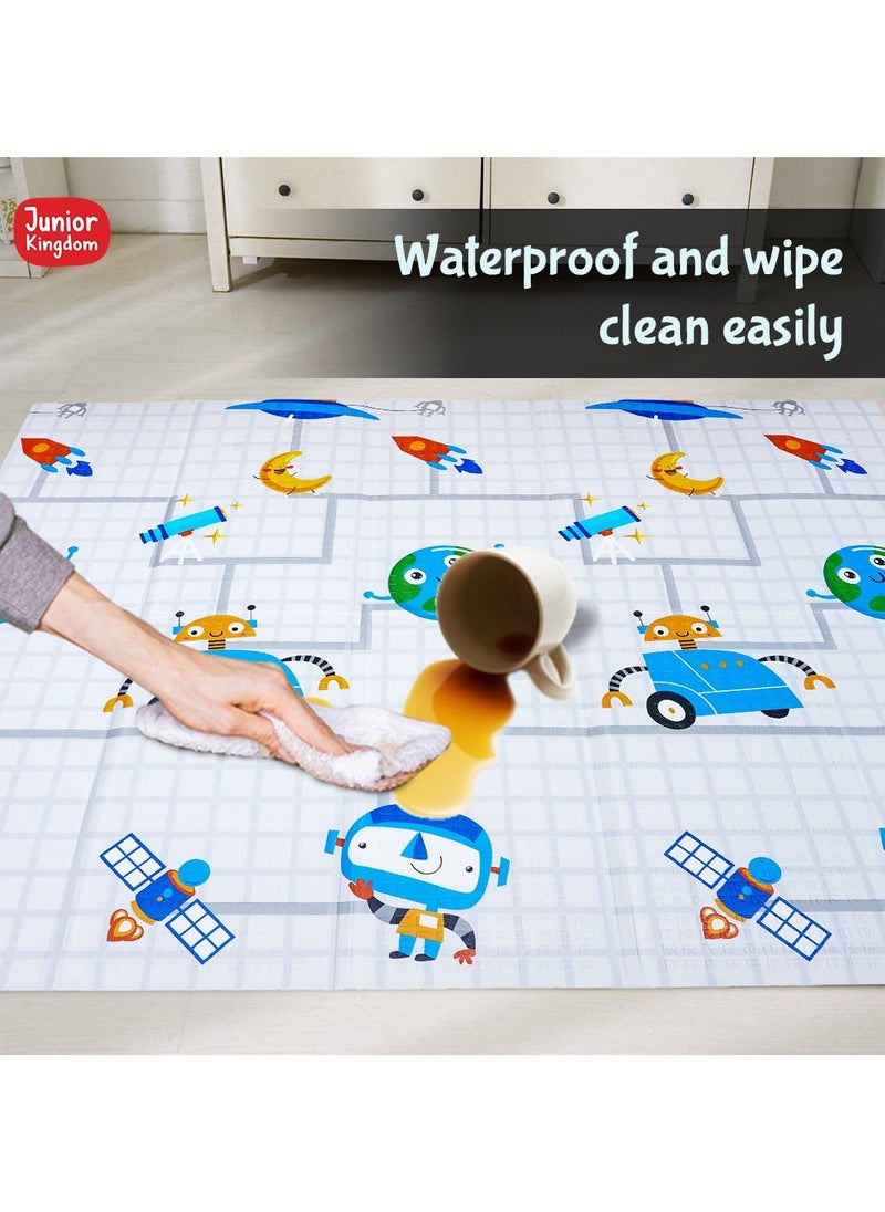 Junior Kingdom - Baby Playmat Extra Large Foam Foldable Reversible Playmat Baby Crawling Mat Room Decor Transforms into Large Fun Activity Gym Planet & Alphabets Thickness 1 CM Size 180 X 200 X 1 cm - Image 1