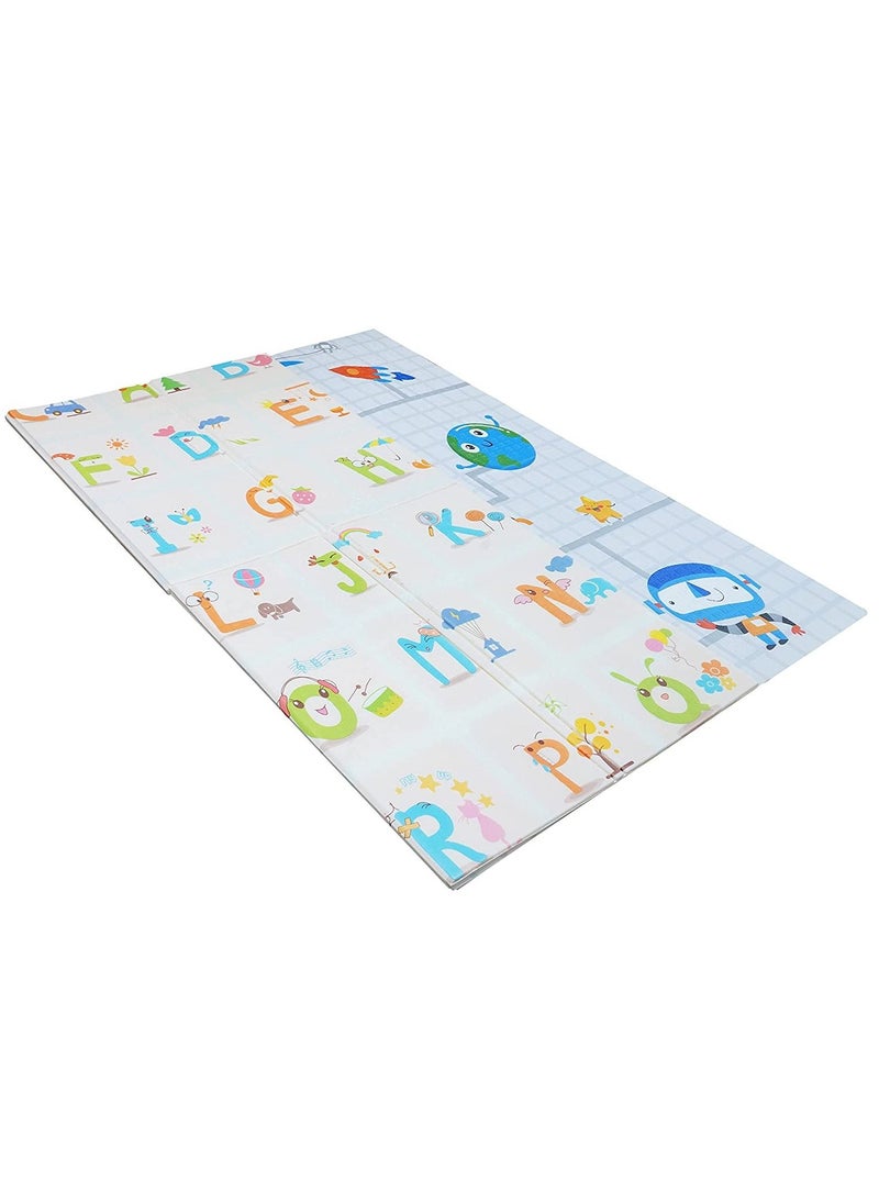 Junior Kingdom - Baby Playmat Extra Large Foam Foldable Reversible Playmat Baby Crawling Mat Room Decor Transforms into Large Fun Activity Gym Planet & Alphabets Thickness 1 CM Size 180 X 200 X 1 cm - Image 1