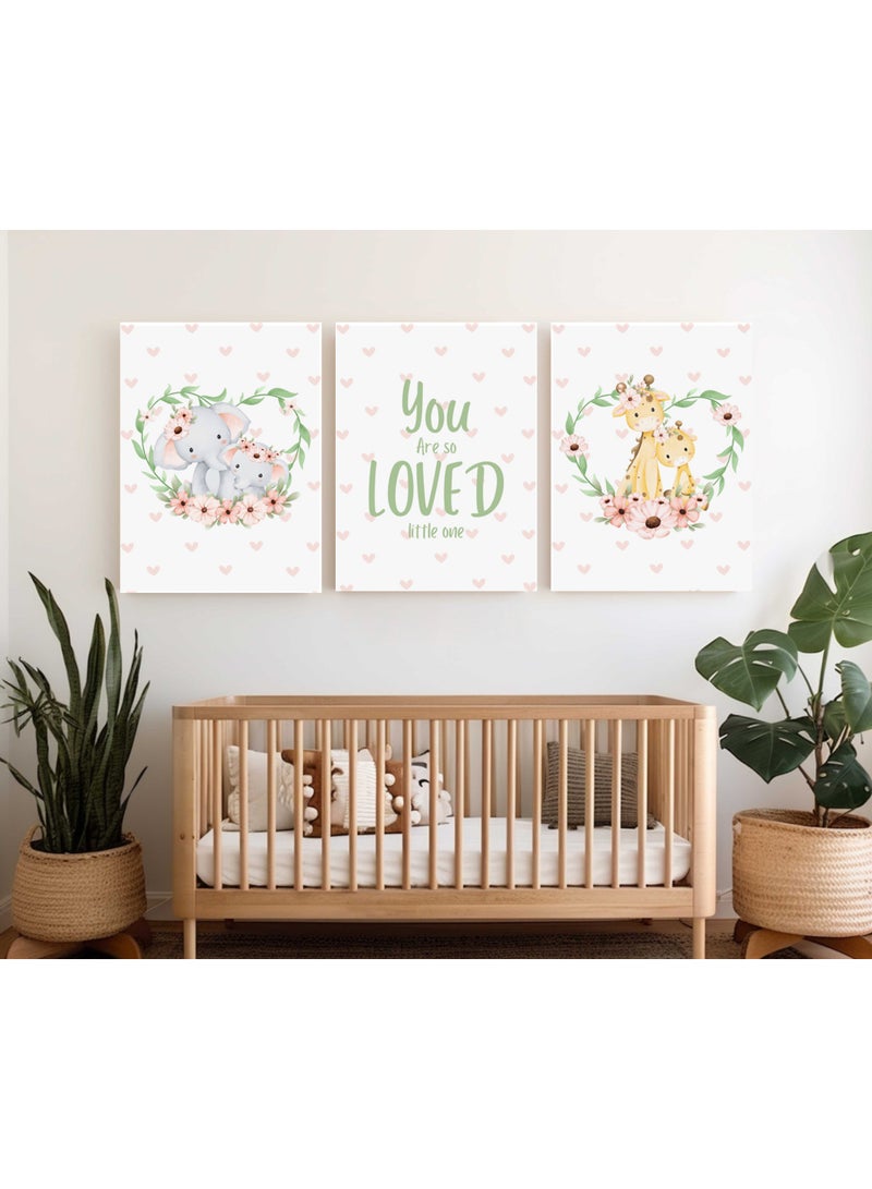 Tableau of three  quote for kids room  - nursery room - you are loved