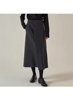 FACA*E PATTERN 2024 Spring Wool Midi Skirt for Women Gray