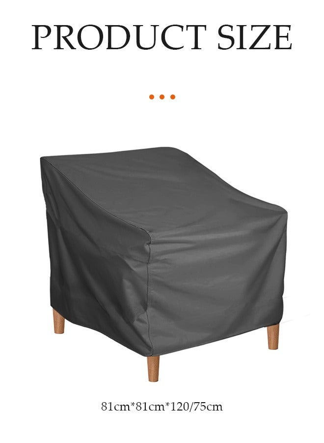 DUNISO Patio Chair Cover，waterproof high back chair cover, outdoor furniture sunscreen cover, stackable chair protection cover, 210D Oxford cloth, with drawstring, 81*81*120/75cm, black ﻿  - Image 2