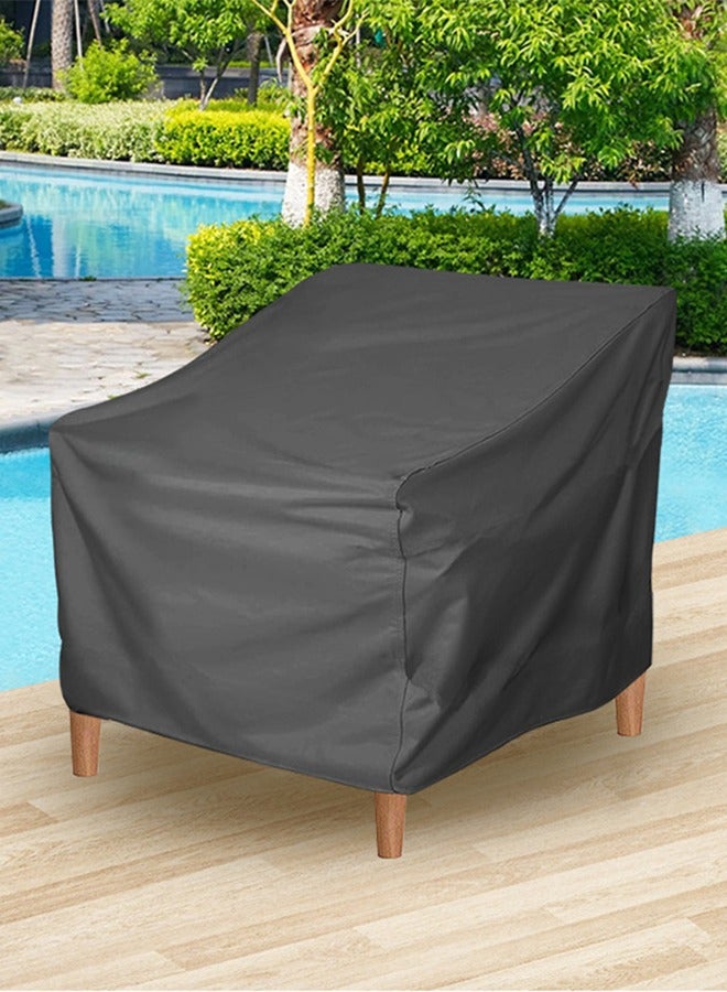 DUNISO Patio Chair Cover，waterproof high back chair cover, outdoor furniture sunscreen cover, stackable chair protection cover, 210D Oxford cloth, with drawstring, 81*81*120/75cm, black ﻿  - Image 3