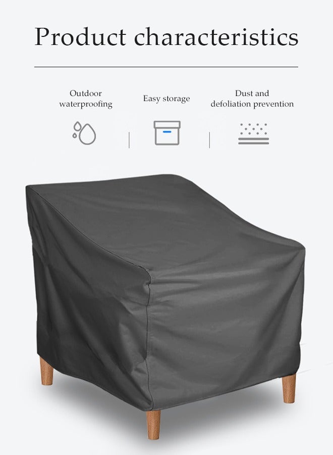 DUNISO Patio Chair Cover，waterproof high back chair cover, outdoor furniture sunscreen cover, stackable chair protection cover, 210D Oxford cloth, with drawstring, 81*81*120/75cm, black ﻿  - Image 4