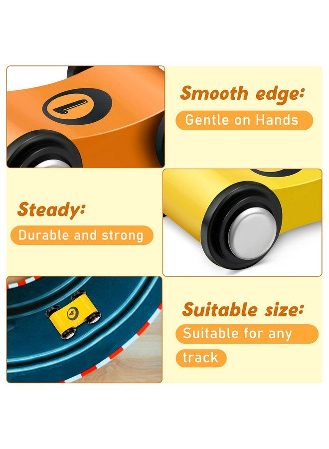 زانماي 4 قطع من ألعاب مسار السباق الخشبية لعمر 1 2 3 سنوات، هدية لحفلات عيد الميلاد، مجموعة ألعاب سيارات صغيرة خشبية بديلة للسيارات، 4 قطع - Image 3