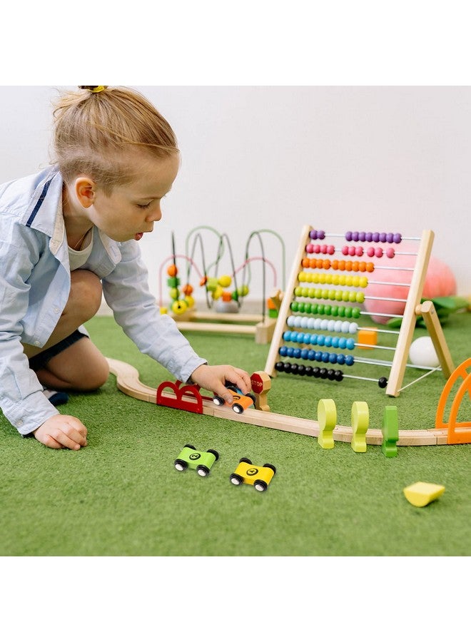 زانماي 4 قطع من ألعاب مسار السباق الخشبية لعمر 1 2 3 سنوات، هدية لحفلات عيد الميلاد، مجموعة ألعاب سيارات صغيرة خشبية بديلة للسيارات، 4 قطع - Image 5