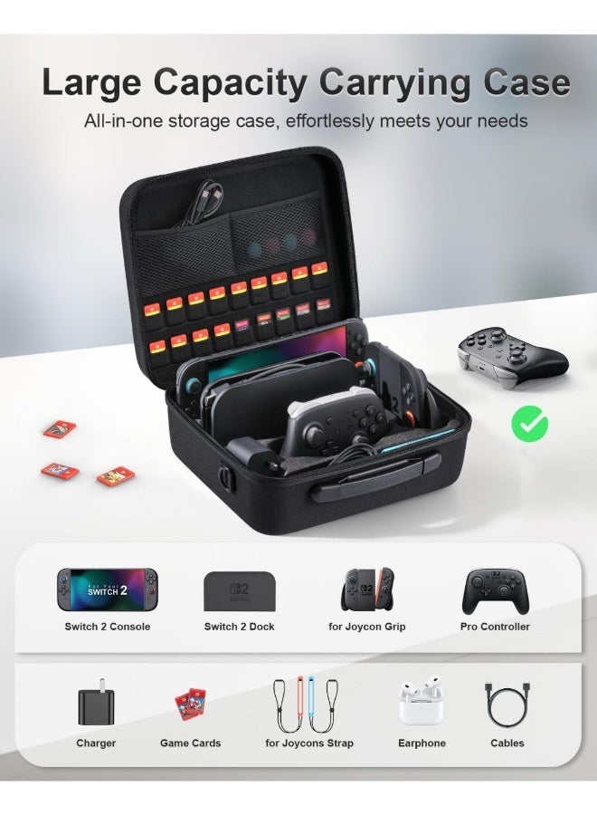 STARTRC GAMES Carrying Case for Nintendo Switch 2 (2025), Large All in One Hard Travel Case with Game Card Slots, Portable Protective Carry Bag for Switch 2 Accessories, Pro Controller and Other Accessories - Image 3