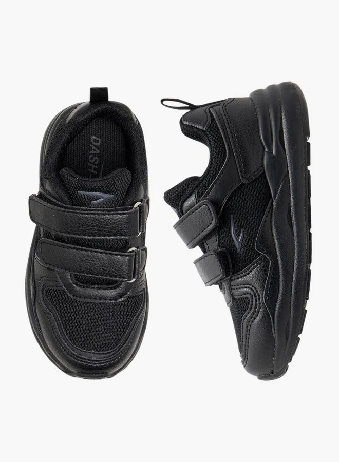 Dash Panelled School Shoes with Hook and Loop Closure