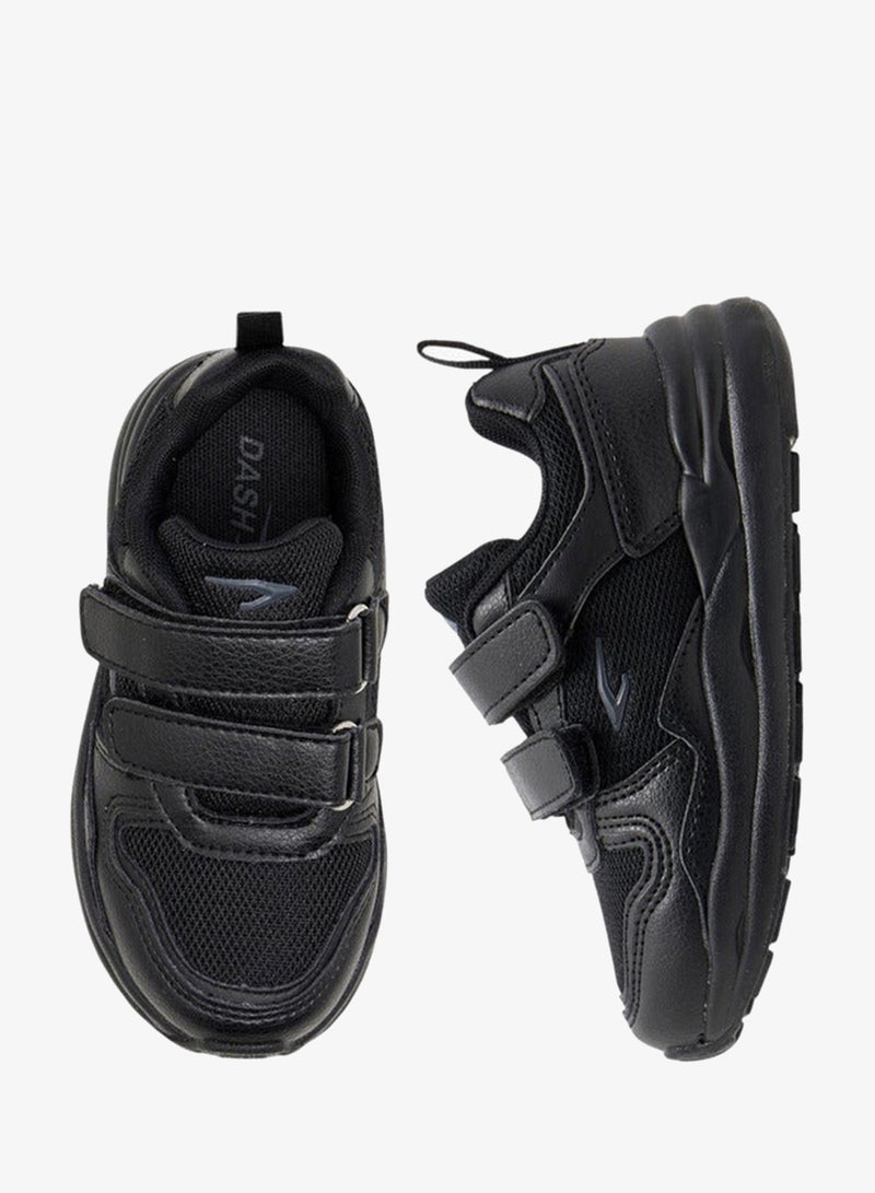 Dash Panelled School Shoes with Hook and Loop Closure - Image 4