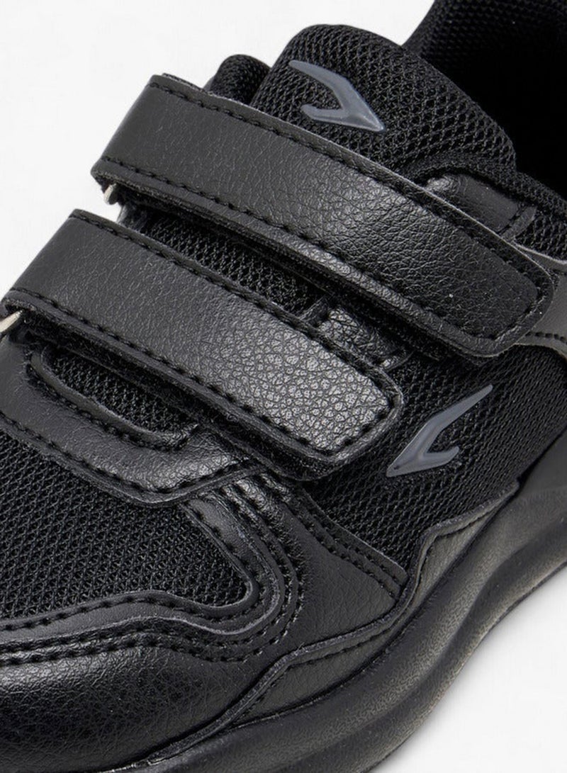 Dash Panelled School Shoes with Hook and Loop Closure - Image 3