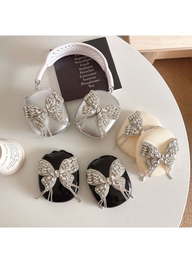 Korean Style Three-Dimensional Butterfly Airpods Max Protective Case For Apple Headset Ear Cap Ear Mover Earphone Case-Color:Black + Three-dimensional Butterfly-Applicable Models:Airpods Max