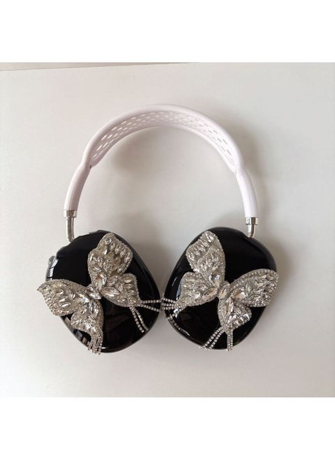 Korean Style Three-Dimensional Butterfly Airpods Max Protective Case For Apple Headset Ear Cap Ear Mover Earphone Case-Color:Black + Three-dimensional Butterfly-Applicable Models:Airpods Max