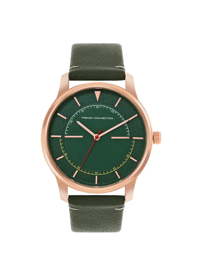 French Connection 43mm Men's Quartz Watch with Green Dial