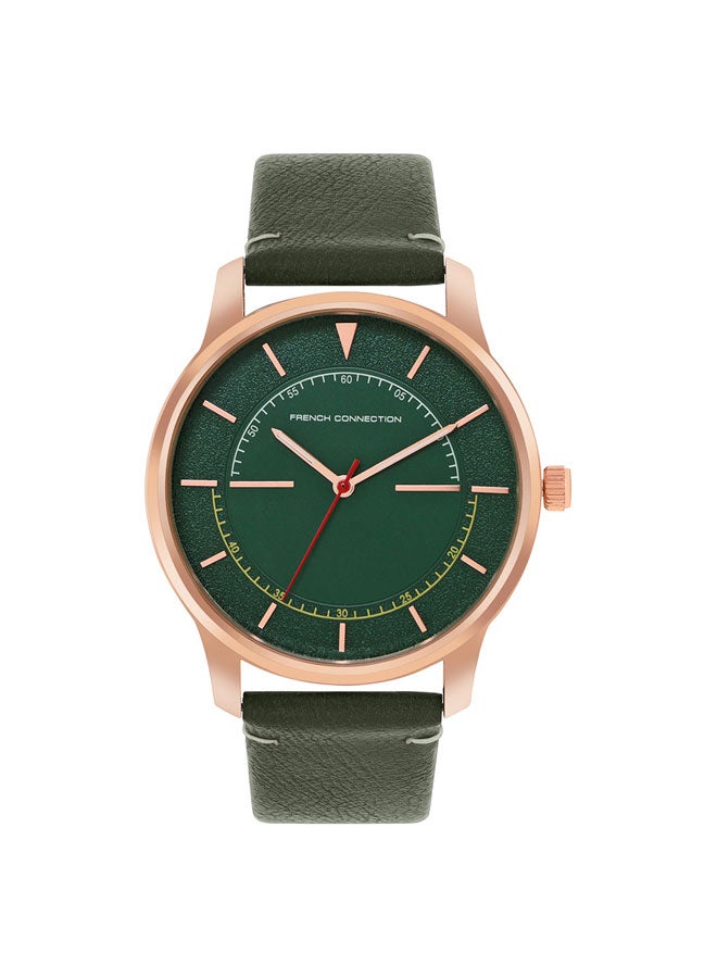 French Connection 43mm Men's Quartz Watch with Green Dial - Image 1