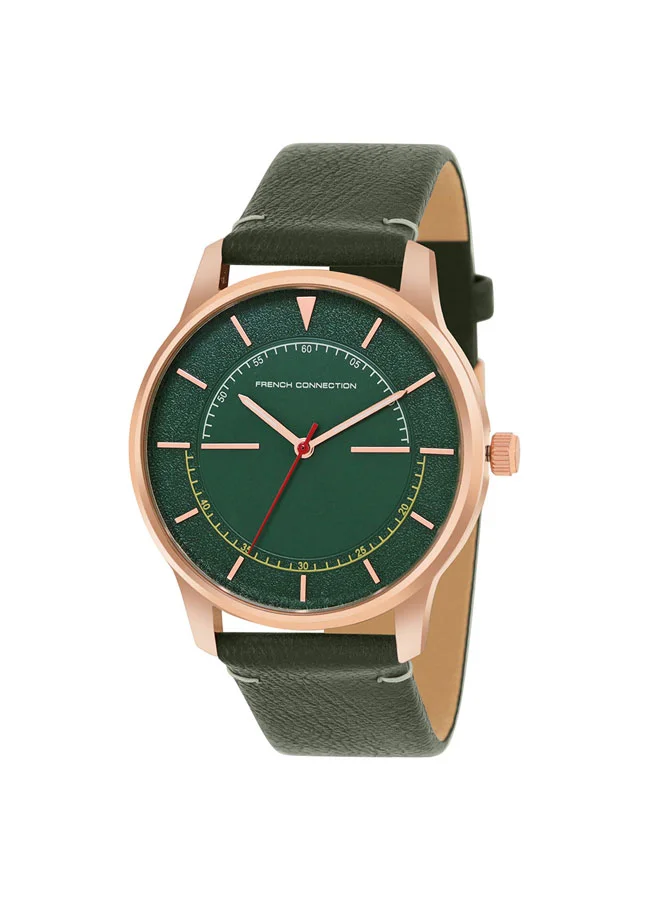 French Connection 43mm Men's Quartz Watch with Green Dial