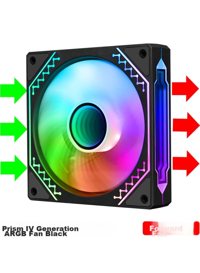 Play Jia Wanjiajingjing Fourth Generation Argb Black Forward Airflow Fan, Case Cooling 12cm Fan, Rgb Synchronization, 5v 3-pin Argb Pwm Temperature Control Speed Adjustment - Image 1