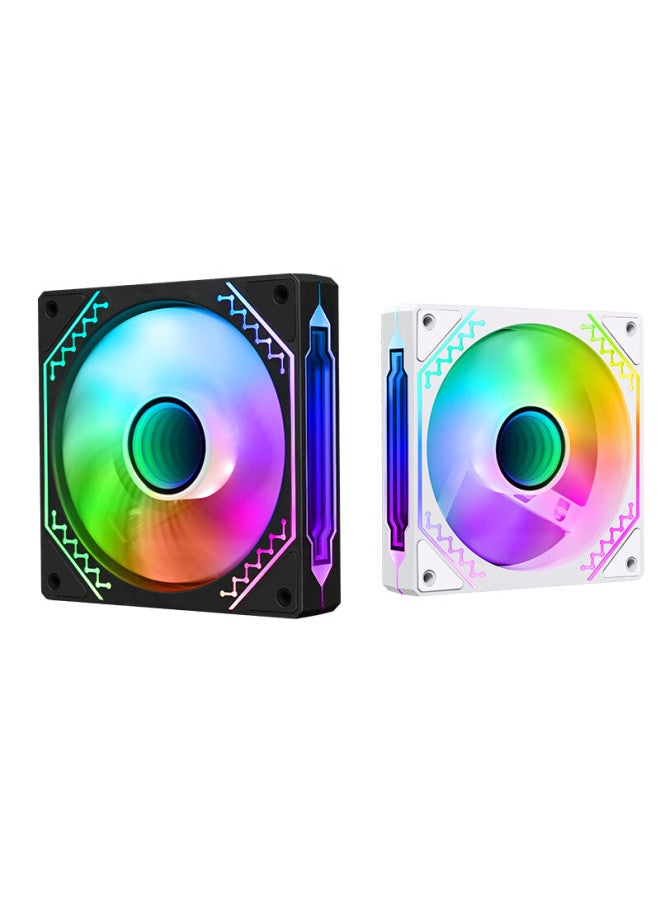 Play Jia Wanjiajingjing Fourth Generation Argb Black Forward Airflow Fan, Case Cooling 12cm Fan, Rgb Synchronization, 5v 3-pin Argb Pwm Temperature Control Speed Adjustment - Image 3