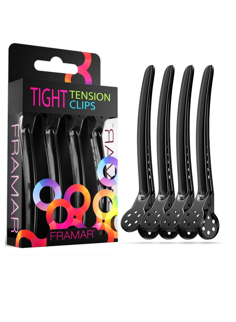 framar Framar Black Tight Tension Clips - Set of 4 Professional Hair Clips – Hair Clips for Styling, Clips for Hair, Metal hair Clips - Extra Tight & Durable - Image 1