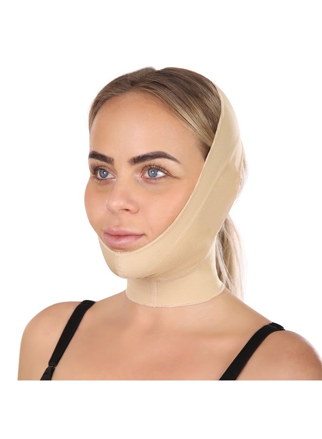 Sedra Shapely Medical face and chin support belt for tightening the double chin and reducing sagging; post-operative compression belt for jaw support and facial contouring; beige - Image 1