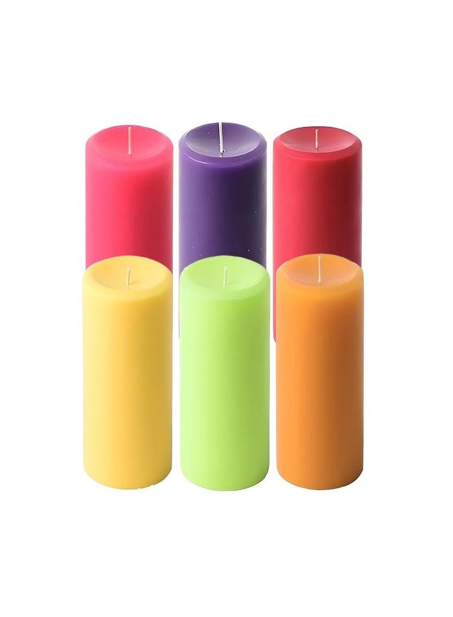 Luces Set of 6 Multicolour Pillar Candle Scented Candles for Diwali X-mas Home Decoration Birthday Valentine Gifts Party Dinner Table Spa Church Decor - Image 1