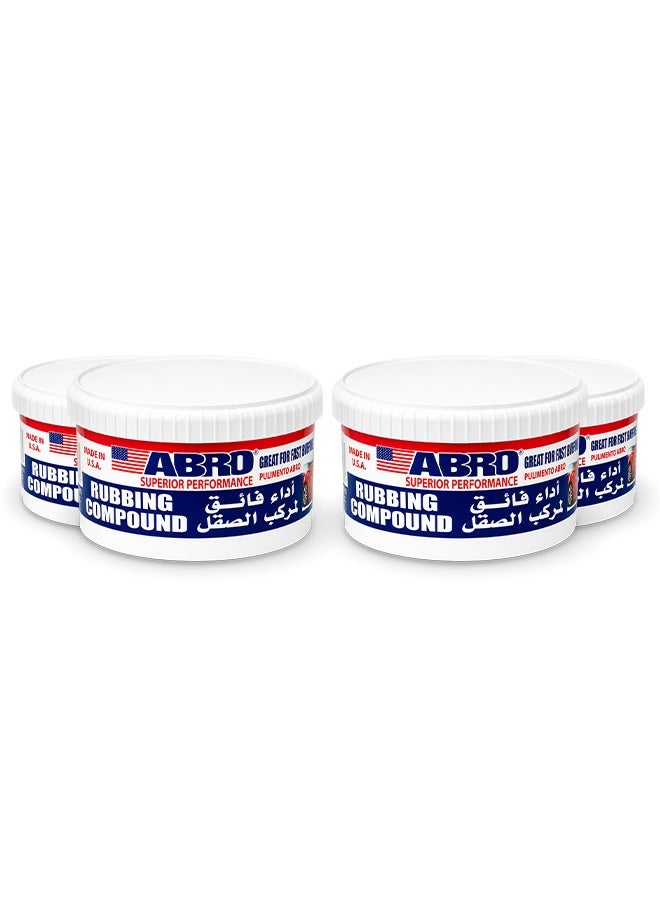 أبرو مجموعة من 4 عبوات من مركب التلميع والصقل ABRO RC-295-UNC (سعة 295 مل)؛ يعمل على استعادة طلاء السيارة وإزالة الخدوش والأكسدة والبقع والعيوب بفعالية وسرعة. تركيبة خالية من السيليكون مناسبة للسيارات والدراجات النارية والقوارب والمركبات الترفيهية (RVs). - Image 1