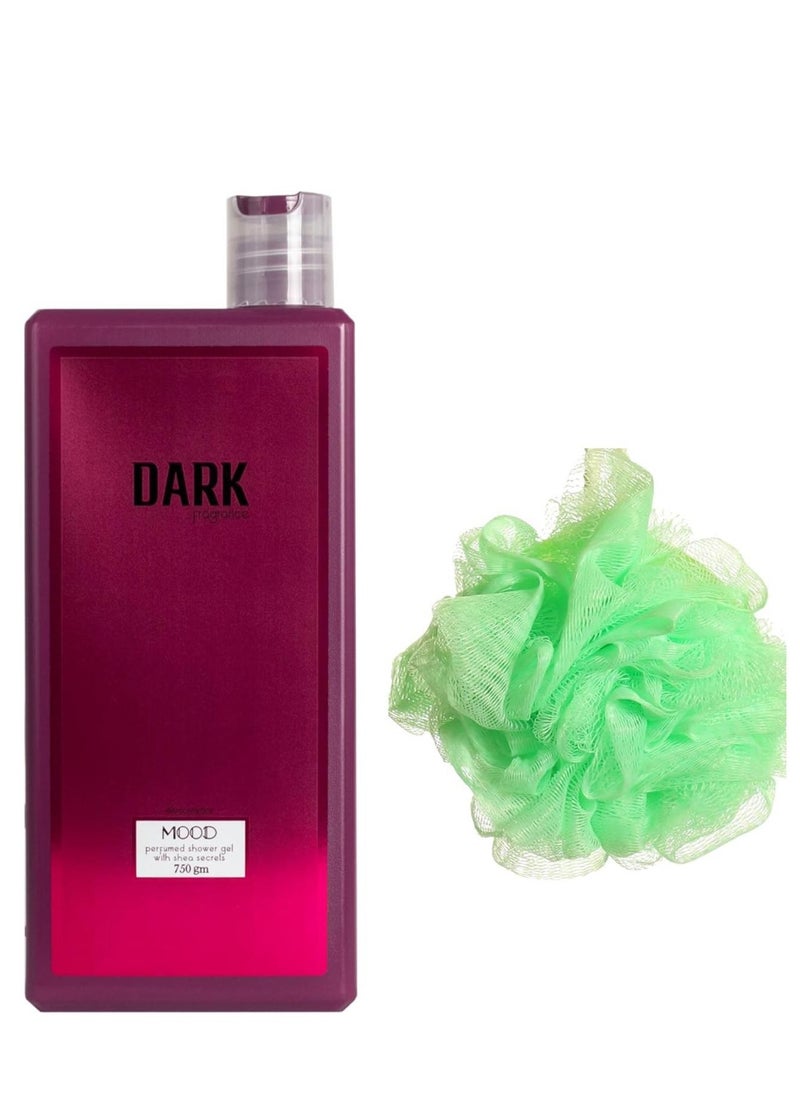 MOOD Mood Shower Gel Dark 750 Gm + Loofah Multi color 