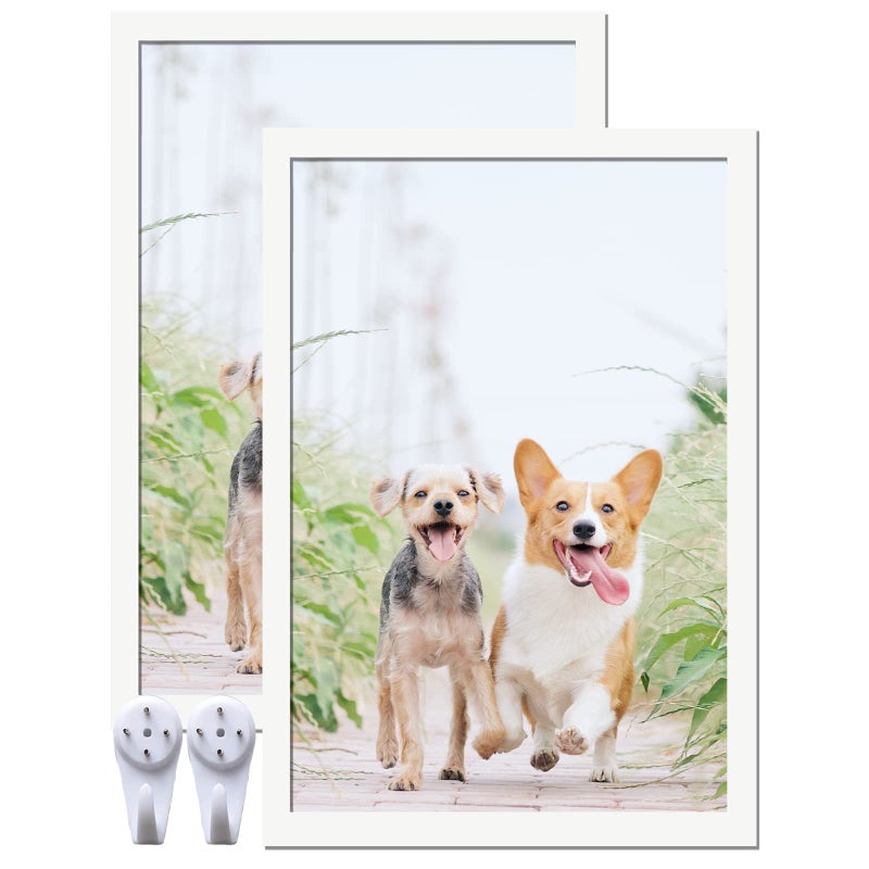 icariery White 8x12 Picture Frame Set of 2  High Transparent Picture Frames for 8 x 12 Photo Canvas Collage Poster Certificate Wall Gallery Horizontal Vertical 8 By 12 - Image 1
