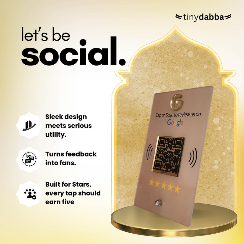 Tinydabba ستاندي NFC و QR للتفاعل أو المسح للأعمال | المتاجر، العيادات، الصالونات، المطاعم | QR ذهبي مع NFC مدمج - ستاندي أكريليك - Image 2