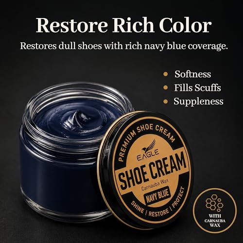 Leather Hero Eagle Shoe Shine Kit Navy Blue – 5-Piece Leather Shoe Polish & Cream Set with Brush & Cloths | Beeswax Waterproof Polish + Carnauba Wax Shoe Cream | Restore, Shine & Protect Dress Shoes & Boots - Image 3