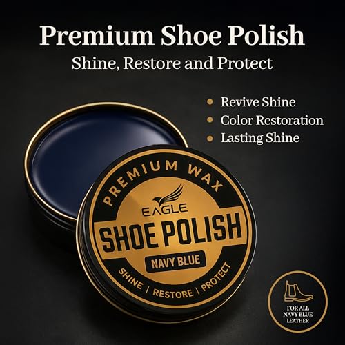 Leather Hero Eagle Shoe Shine Kit Navy Blue – 5-Piece Leather Shoe Polish & Cream Set with Brush & Cloths | Beeswax Waterproof Polish + Carnauba Wax Shoe Cream | Restore, Shine & Protect Dress Shoes & Boots - Image 5