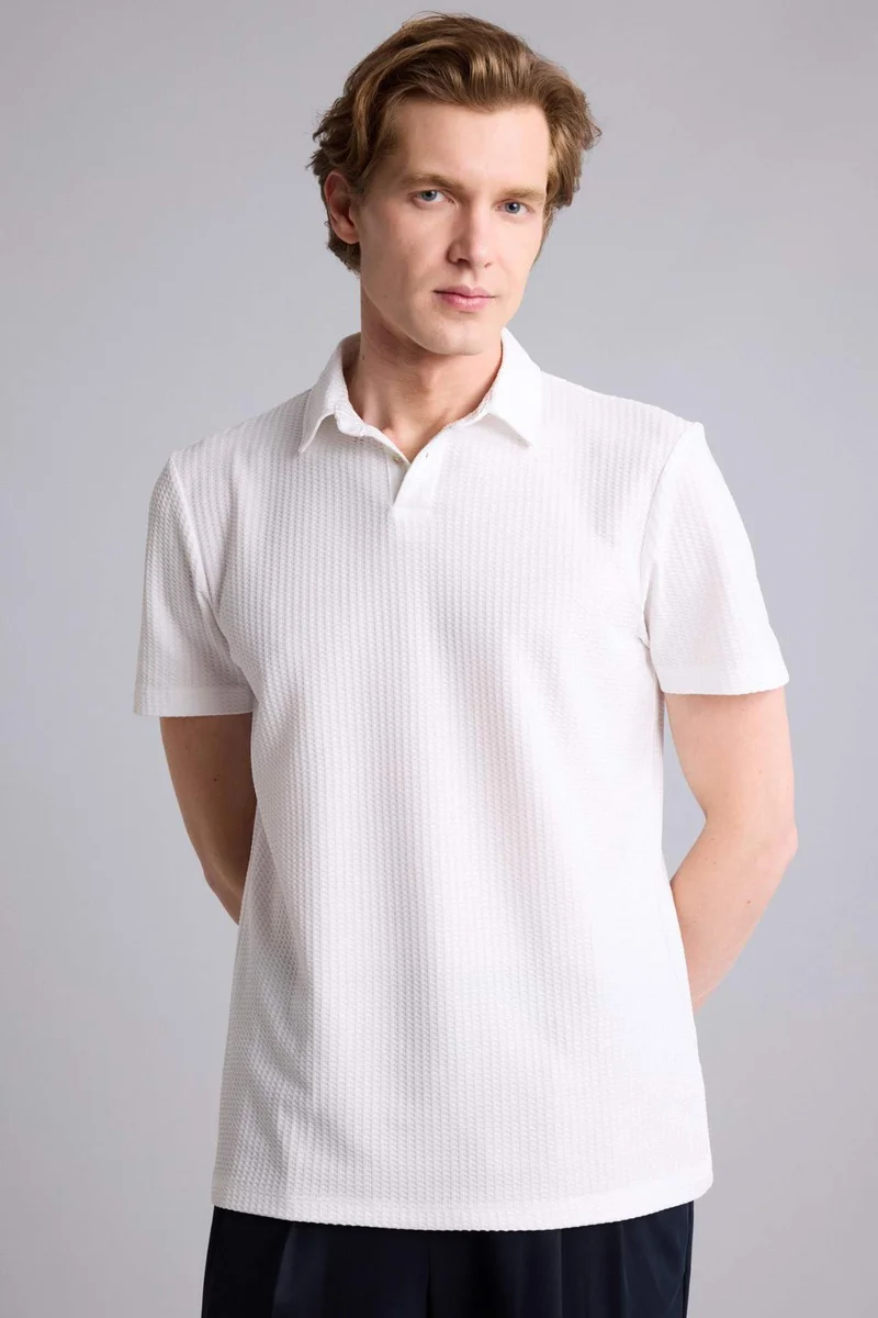 DeFacto Girl Slim Fit Waffle Short Sleeve Polo T-Shirt
