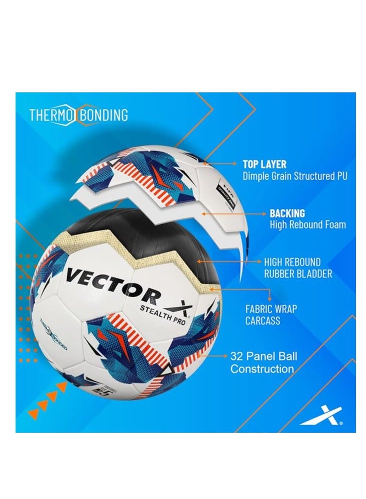 Vector X Stealth Pro Thermo Bonded PU Football (Size 5) | Moulded | Professional | Match | Training | Practice | Soccer Ball - Image 2