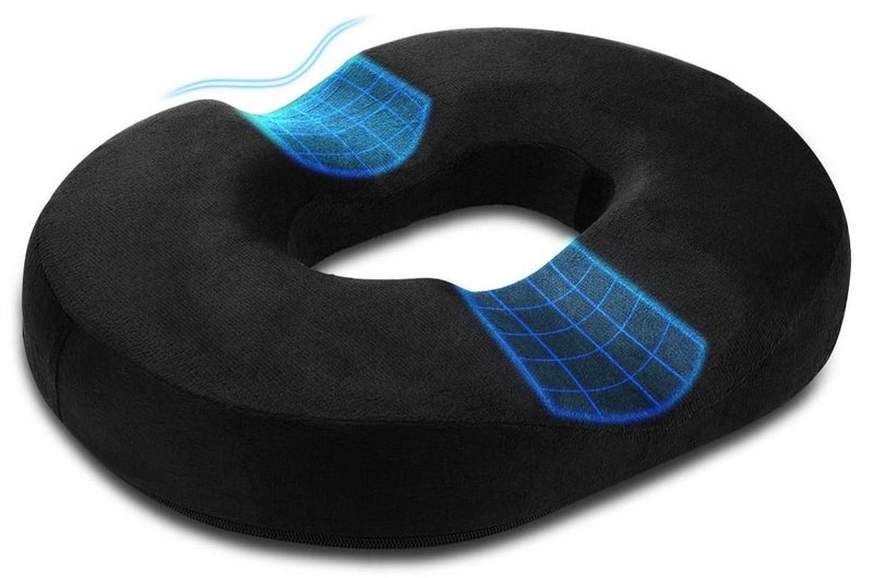 MIXDE Memory Foam Donut Pillow Portable Orthopedic Hemmoroid Pillow Cushion Support Pad for Tailbone Pain, Hemorrhoids, Prostate, Pregnancy, Coccyx, Sciatica, Post Natal & After Surgery - Image 1