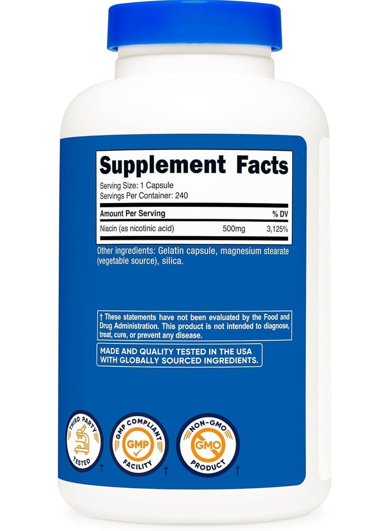Nutricost Niacin Vitamin B3 500mg, 240 Capsules 8 months supply - Image 2