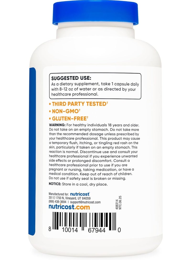 Nutricost Niacin Vitamin B3 500mg, 240 Capsules 8 months supply - Image 3