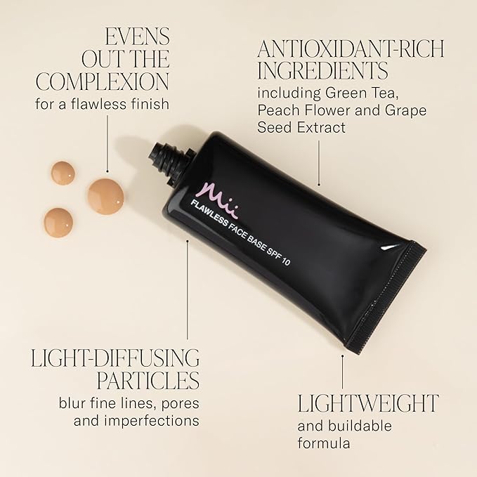 Mii Cosmetics Flawless Face Base Weightless Liquid Foundation Medium Coverage Suitable for all Types of Skin Perfectly Fair - Image 4