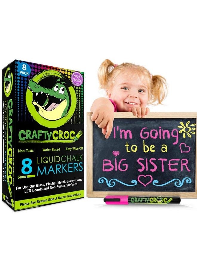 Crafty Croc Liquid Chalk Markers For Blackboards Use As Glass Window Markers Mirror Pens Blackboard Or Chalkboard Markers 8 Bold Neon Colors Wet Or Dry Erase Chalk Pens For Easy Clean Up  - Image 5