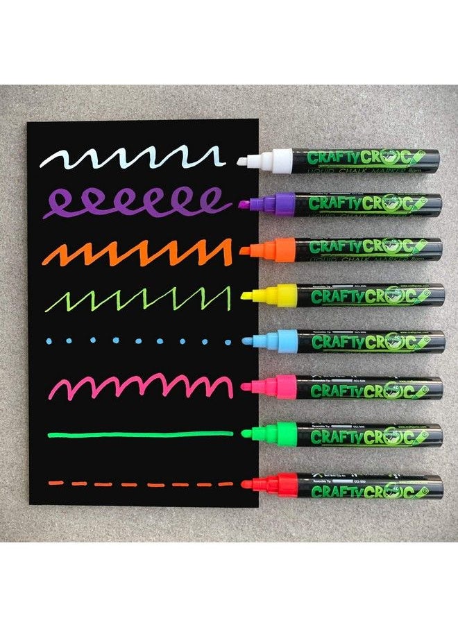 Crafty Croc Liquid Chalk Markers For Blackboards Use As Glass Window Markers Mirror Pens Blackboard Or Chalkboard Markers 8 Bold Neon Colors Wet Or Dry Erase Chalk Pens For Easy Clean Up  - Image 4