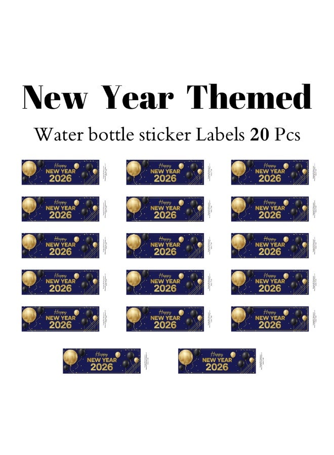 PRINTSHOP4ME New Year's Water Bottle Sticker Labels - Set of 20 Pcs - Cheers To New Beginnings - New Year’s Eve Party Supplies - Image 2
