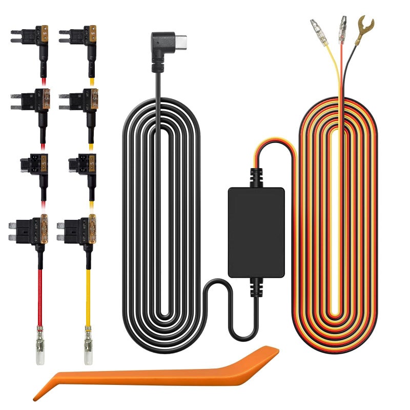 WOLFBOX USB C Hardwire Kit for G850PRO/G840S/G930/G850/G900/G840H/i07/i17/X5/X5 Duo/X3 Dash Cam, not Suitable for G890/G900 PRO/G900 Tripro, Parking Monitor with Multiple Size connectors - Image 1