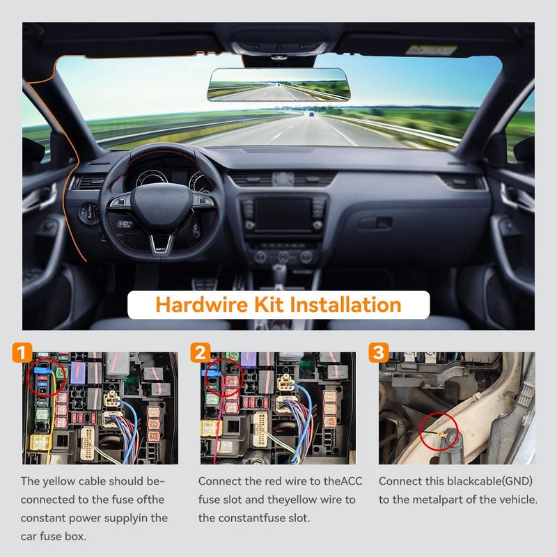 WOLFBOX USB C Hardwire Kit for G850PRO/G840S/G930/G850/G900/G840H/i07/i17/X5/X5 Duo/X3 Dash Cam, not Suitable for G890/G900 PRO/G900 Tripro, Parking Monitor with Multiple Size connectors - Image 5