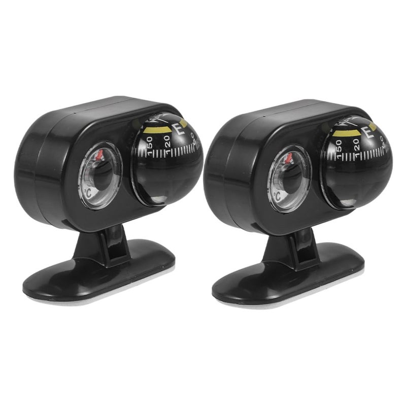 2Pcs Adjustable Dashboard Compass Ball with Thermometer for Car Truck Motorcycle Boat Navigation - Image 2
