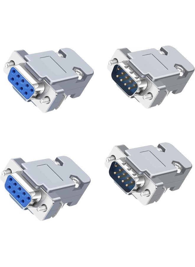 melfi DB9 Pin D-SUB Solder Cup Connectors – Tin-Plated Housing with Lightweight Gray Plastic Hoods, Individually Bagged for Quick Assembly & Secure Connections (2pcs Male & Female Connector) - Image 1