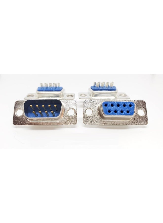 melfi DB9 Pin D-SUB Solder Cup Connectors – Tin-Plated Housing with Lightweight Gray Plastic Hoods, Individually Bagged for Quick Assembly & Secure Connections (2pcs Male & Female Connector) - Image 2