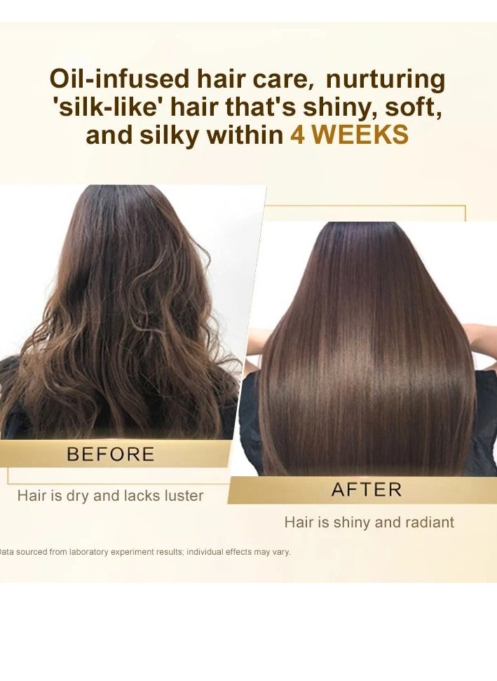 PURC 50ml 24k Gold Nourishing Hair Care Oil Shiny Soft Deeply Nourishing Multi Effect Repair Hair Oil with 24k Gold Argon Oil Coconut Oil Olive Oil Hair Care Oil for Dry and Damaged Hair Serum  - Image 4