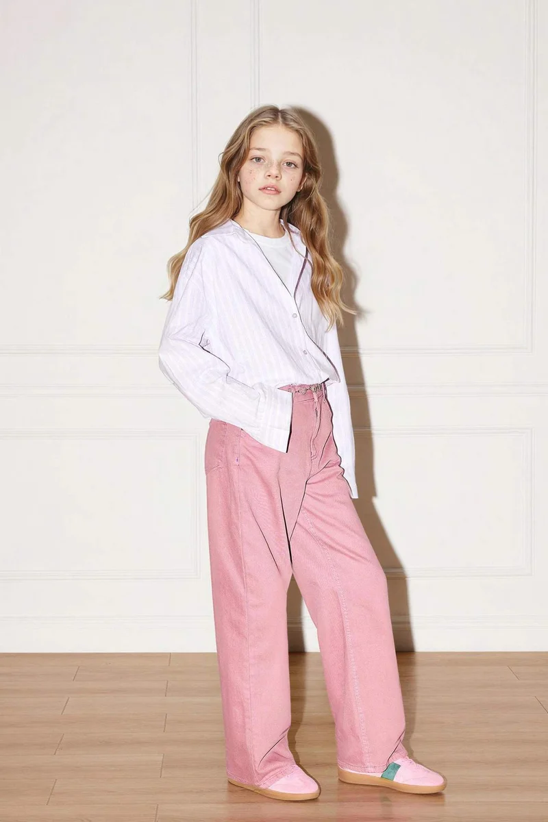 ديفاكتو Girl Wide Leg Gabardine Trousers