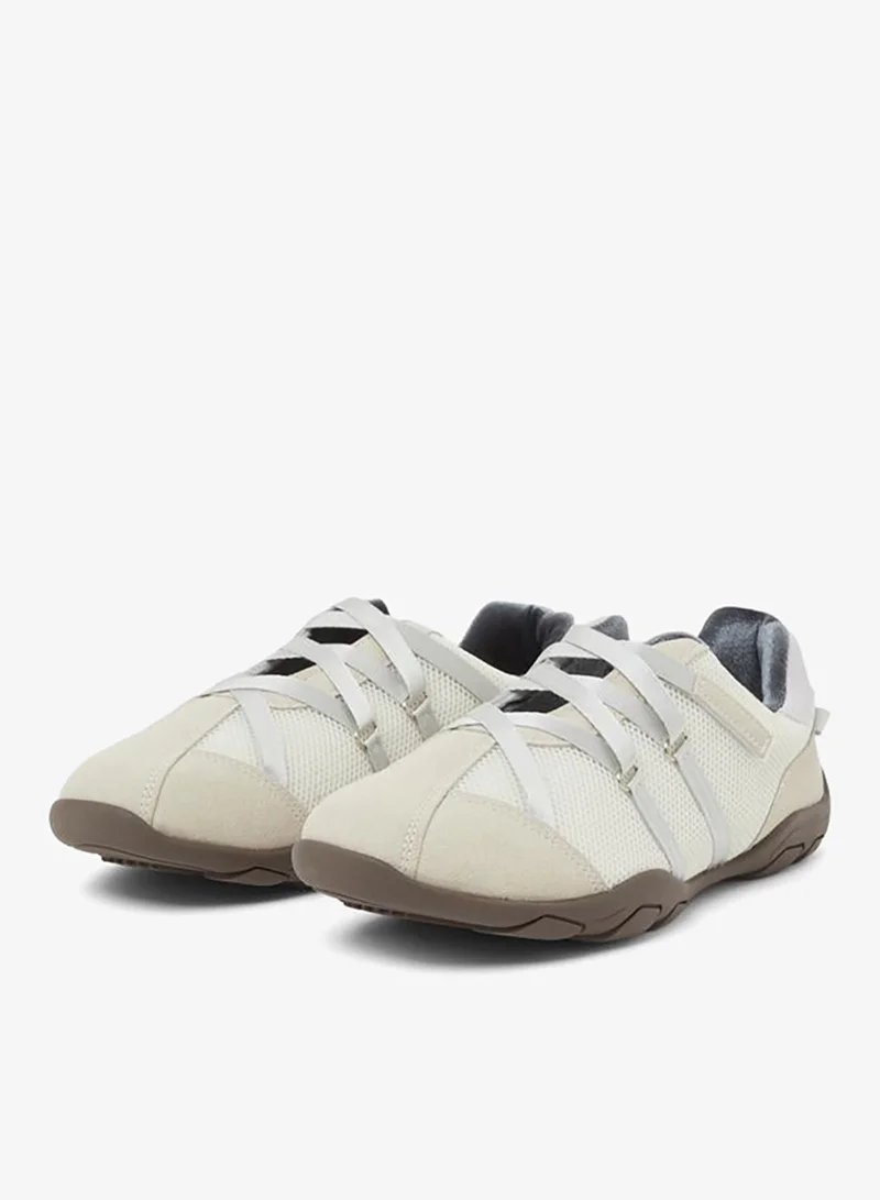Styli  Cream Mesh Panel Velcro Detail Sneakers for Women | Best Price UAE